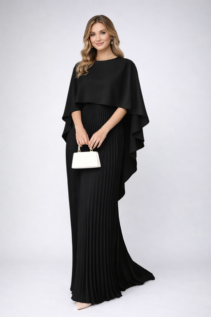 Chiffon Pleated Loose Fit Maxi Dress with Flowing for Women
