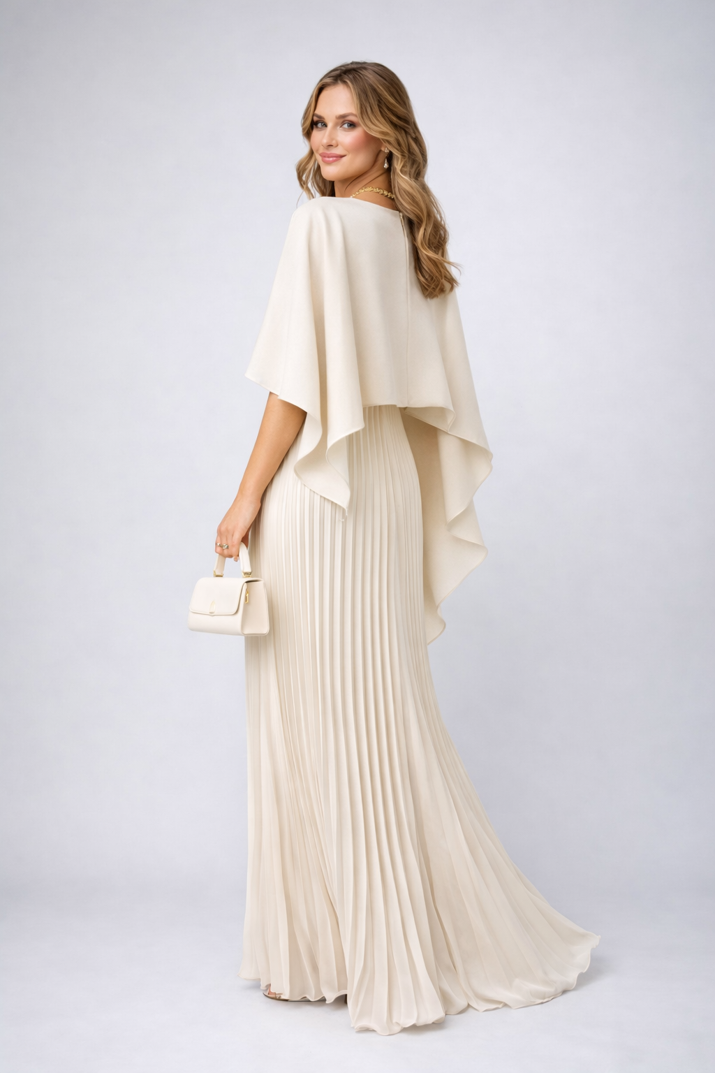 Chiffon Pleated Loose Fit Maxi Dress with Flowing for Women