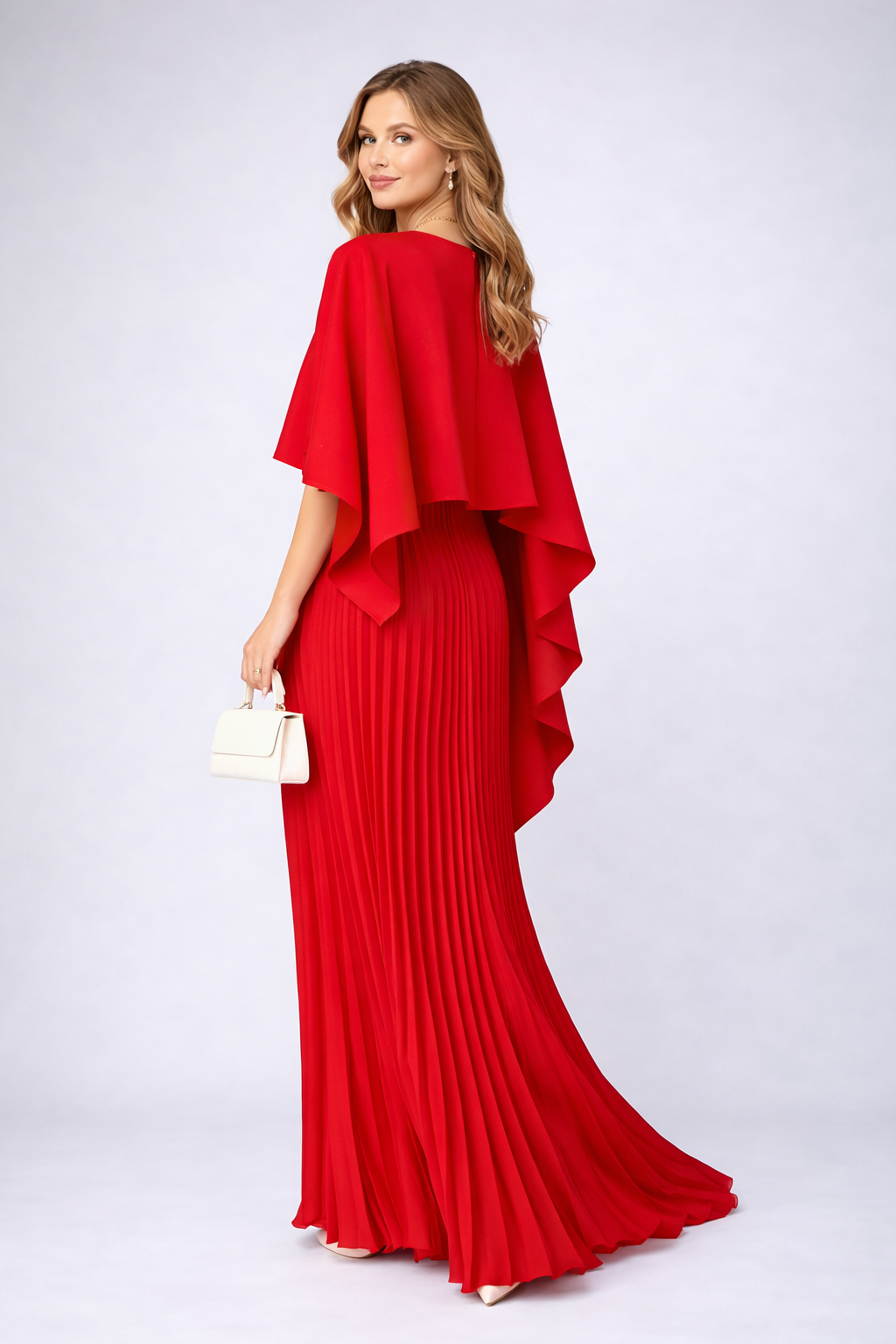 Chiffon Pleated Loose Fit Maxi Dress with Flowing for Women