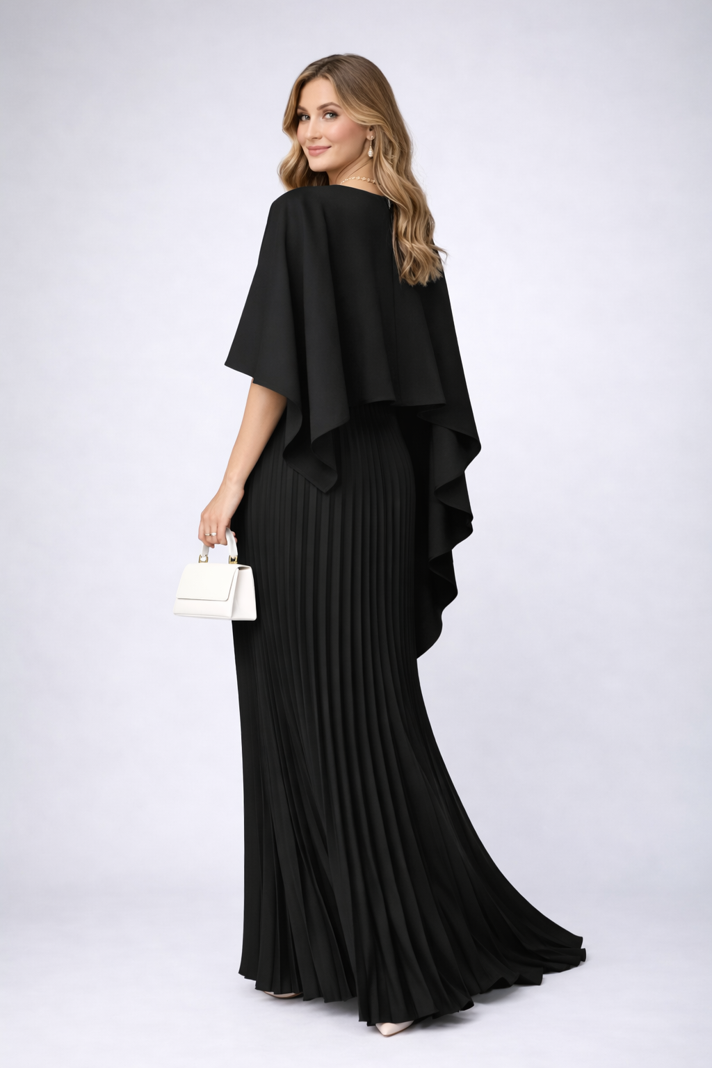 Chiffon Pleated Loose Fit Maxi Dress with Flowing for Women