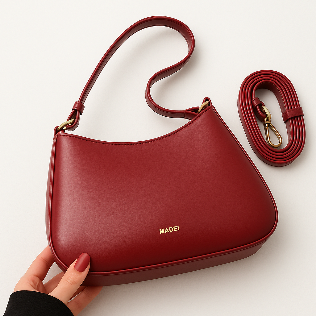 Vegan Leather Shoulder Bag with Adjustable Strap for Women