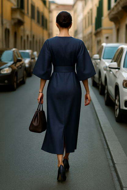 Wide Sleeve Midi Dress for Women