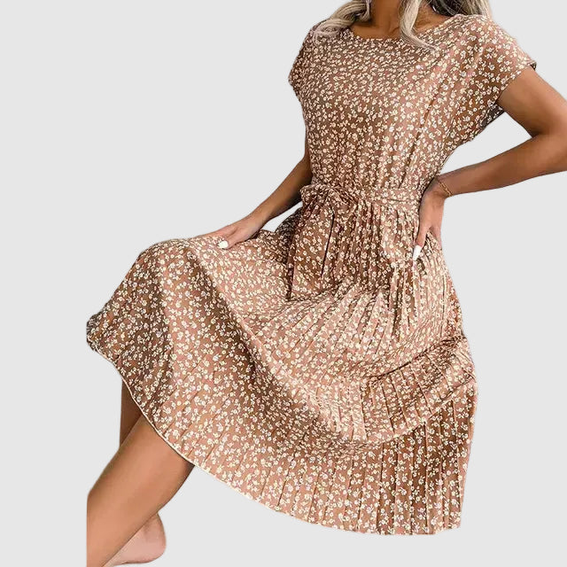 Floral Midi Dress with Tiered Hem for Women