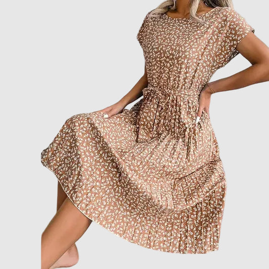 Floral Midi Dress with Tiered Hem for Women