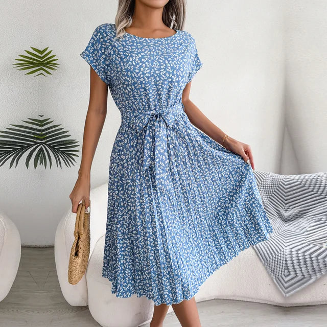 Floral Midi Dress with Tiered Hem for Women