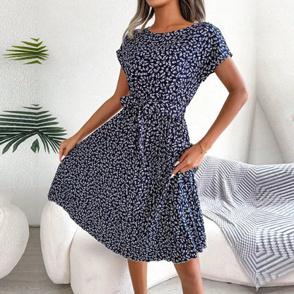Floral Midi Dress with Tiered Hem for Women