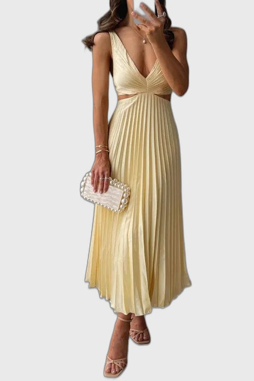 Pleated Full-Length Midi Dress for Women