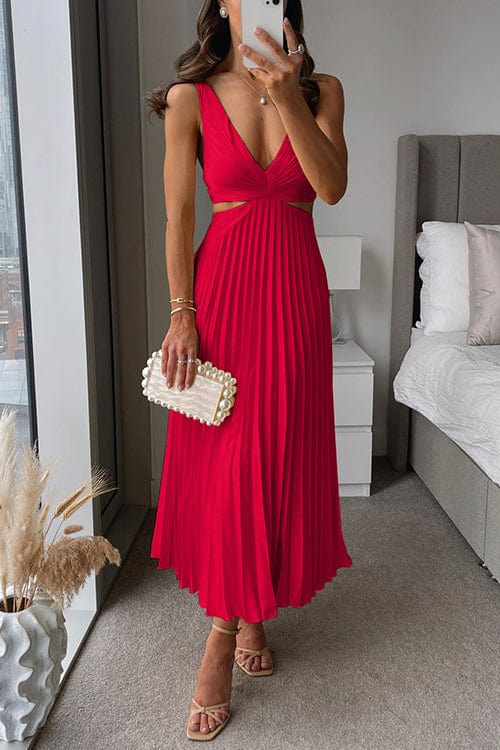 Pleated Full-Length Midi Dress for Women