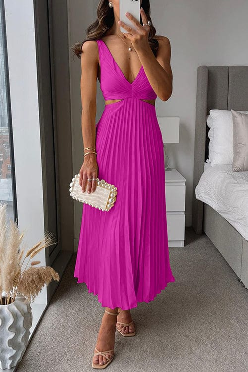 Pleated Full-Length Midi Dress for Women