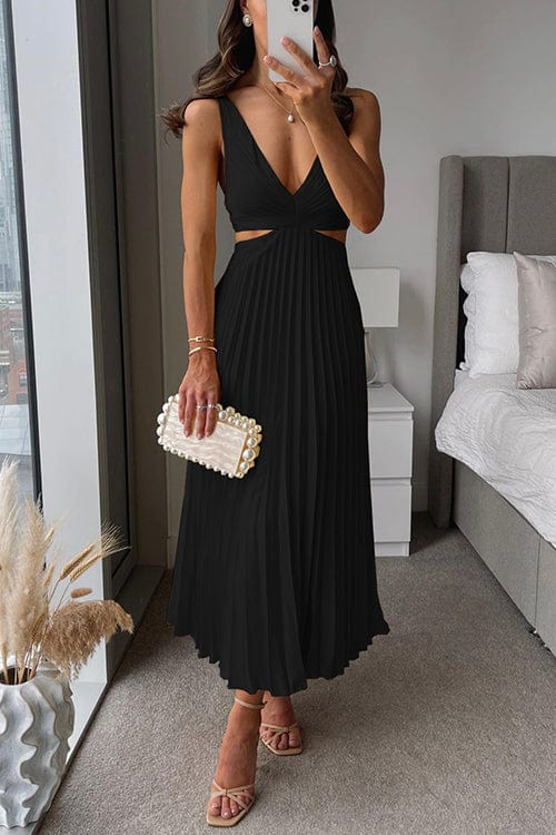Pleated Full-Length Midi Dress for Women
