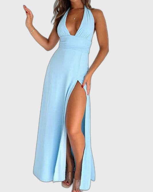 Flowing Full-Length Maxi Dress with Long Sleeve for Women