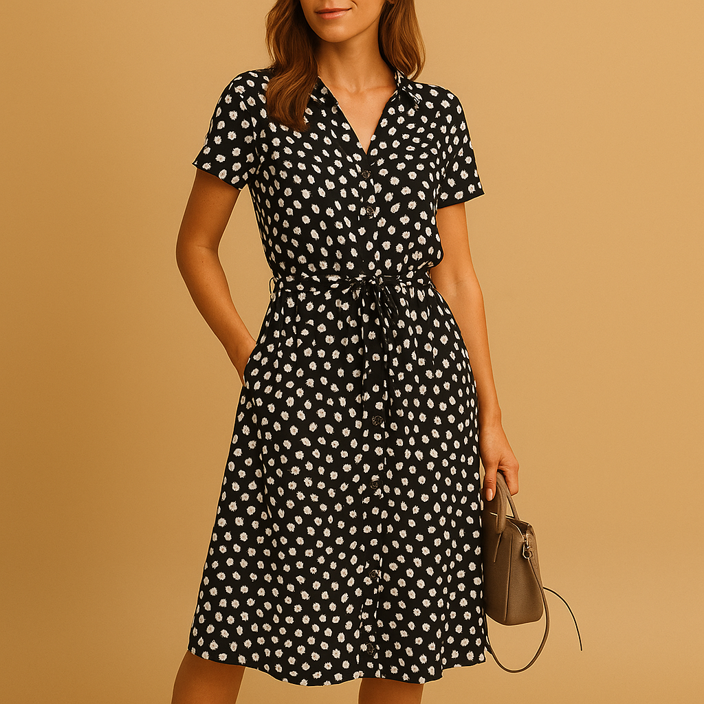 A-Line Fitted Flared Midi Dress for Women