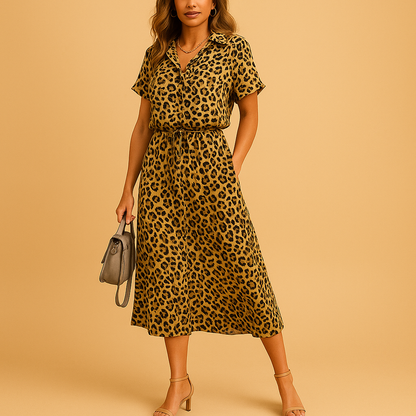 A-Line Fitted Flared Midi Dress for Women