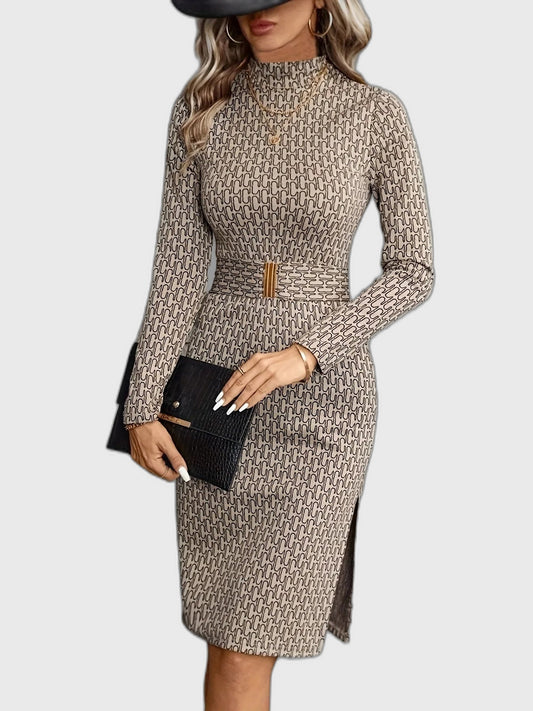 Bodycon Fitted Long Sleeve Midi Dress for Women
