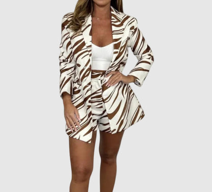 Co-ord Set Patterned Blazer and Shorts for women