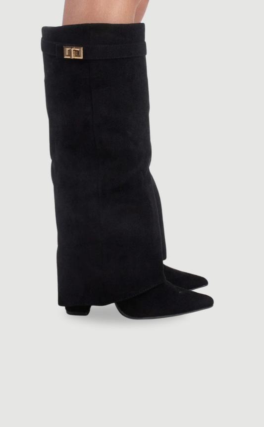 Fold-Over Boots with Golden Detail