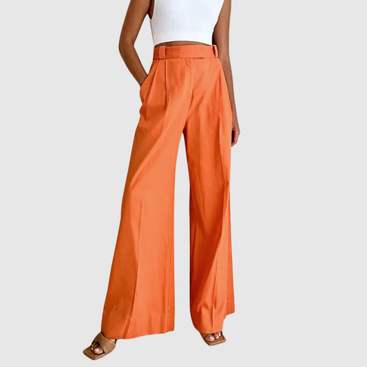 Wide Leg Trousers High Waist Pleated Front for Women