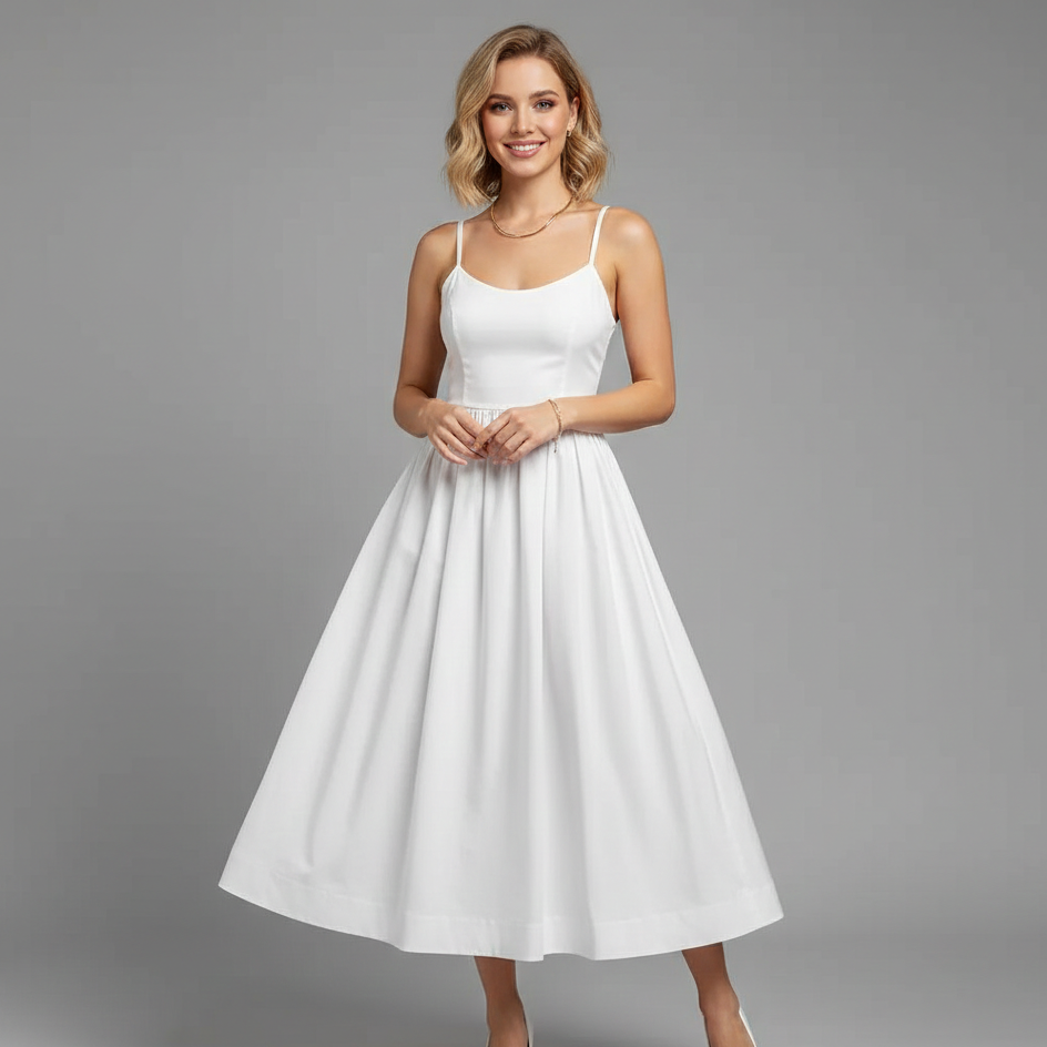 A-Line Fitted Flared Midi Dress for Women