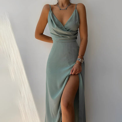 Fitted Full-Length Evening Maxi Dress with Sleeveless for Women