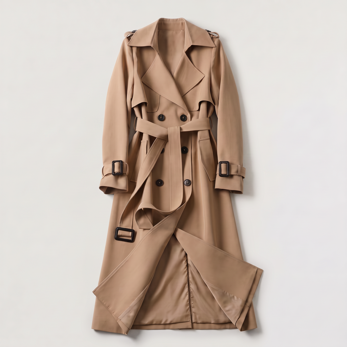 Women's Single-Breasted Belted Trench Coat
