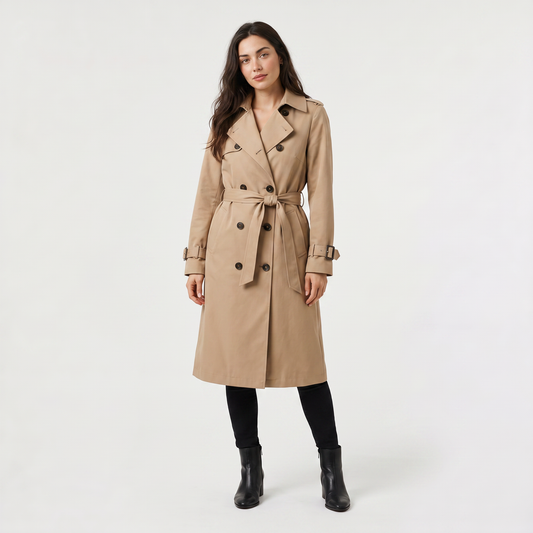 Women's Single-Breasted Belted Trench Coat