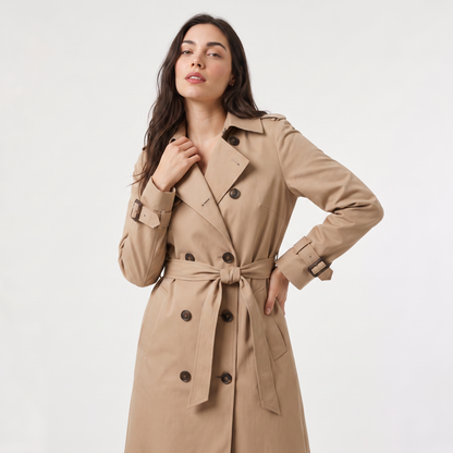Women's Single-Breasted Belted Trench Coat