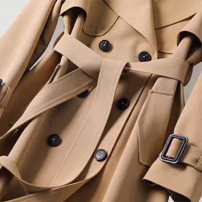 Women's Single-Breasted Belted Trench Coat