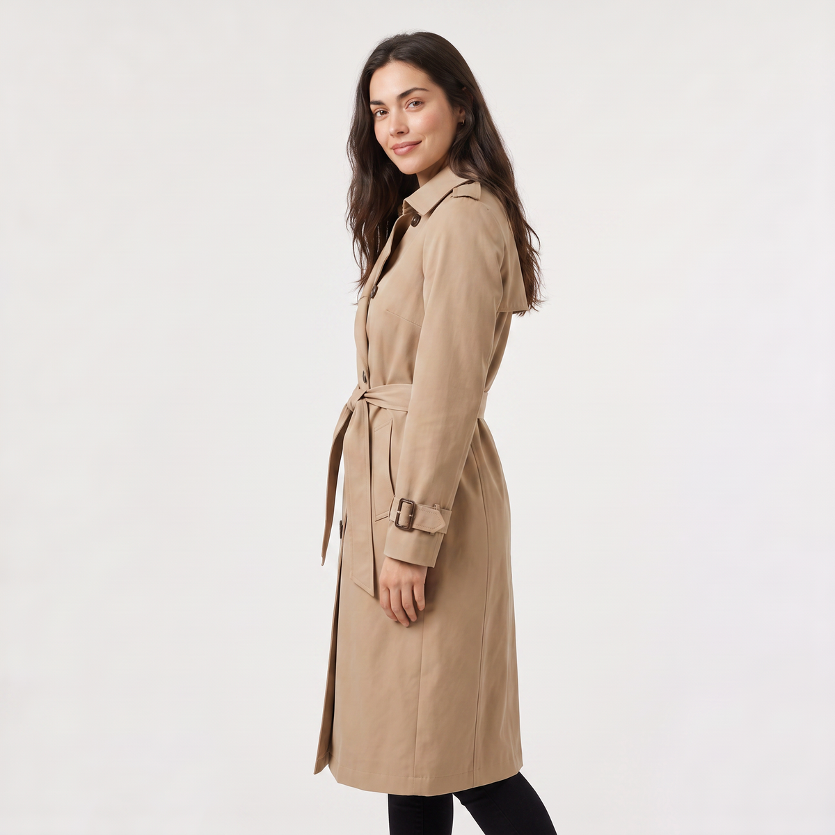 Women's Single-Breasted Belted Trench Coat