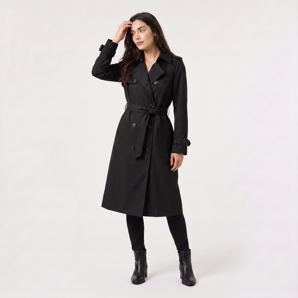 Women's Single-Breasted Belted Trench Coat