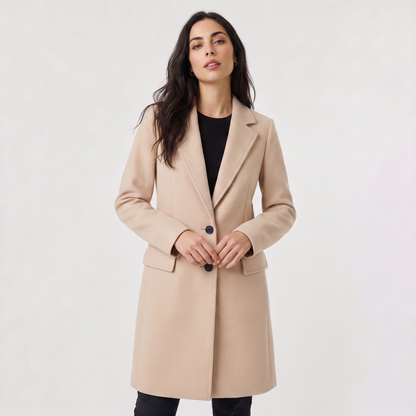 Women's Double-Breasted Coat Classic Tailored Outerwear