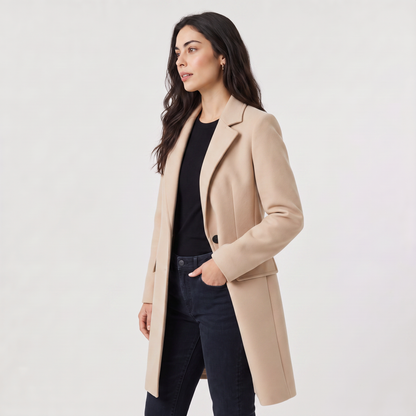 Women's Double-Breasted Coat Classic Tailored Outerwear