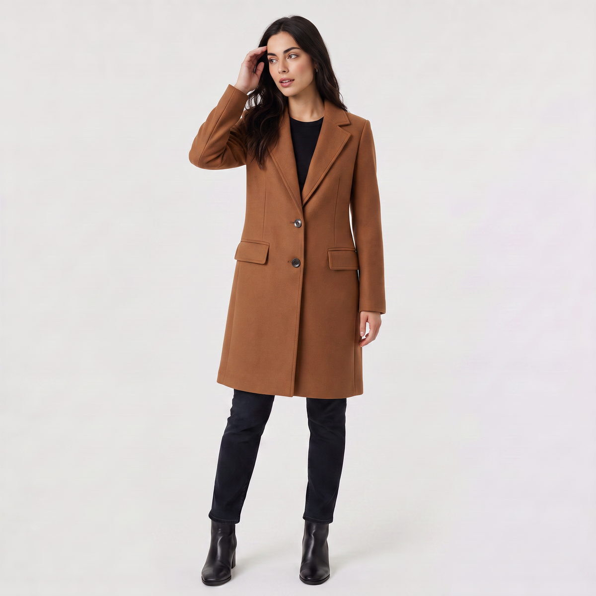 Women's Double-Breasted Coat Classic Tailored Outerwear