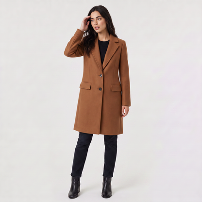 Women's Double-Breasted Coat Classic Tailored Outerwear