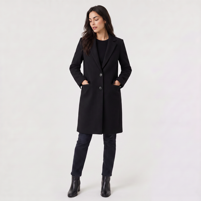 Women's Double-Breasted Coat Classic Tailored Outerwear