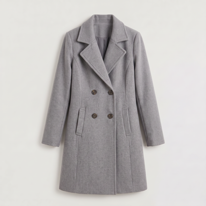 Wool Blend Breasted Coat for Women