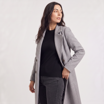 Wool Blend Breasted Coat for Women