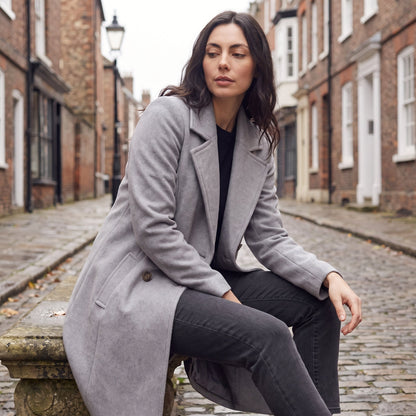 Wool Blend Breasted Coat for Women