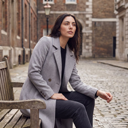 Wool Blend Breasted Coat for Women