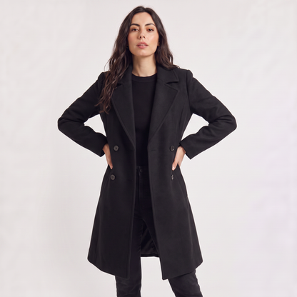 Wool Blend Breasted Coat for Women