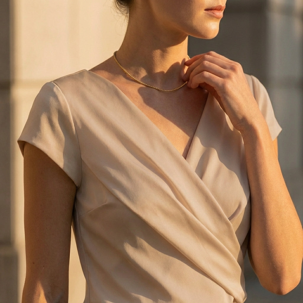 Draped Relaxed Fit Fitted Top with Short Sleeve for Women