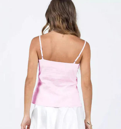 Lace Spaghetti Strap Camisole with Pleated for Women