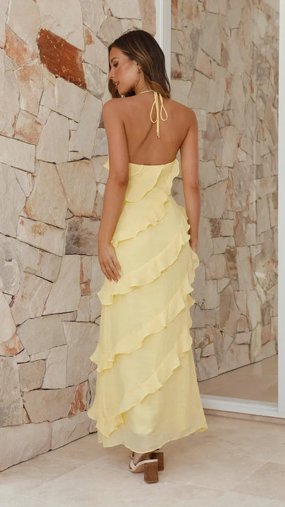 Ruffle Sleeveless Maxi Dress with Tiered and Flowing for Women