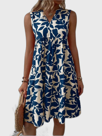 Printed Flowing Sleeveless Midi Dress for Women