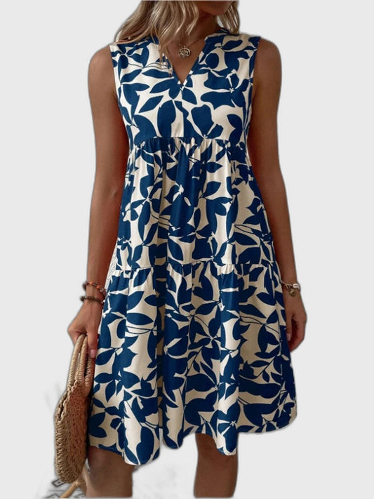 Printed Flowing Sleeveless Midi Dress for Women