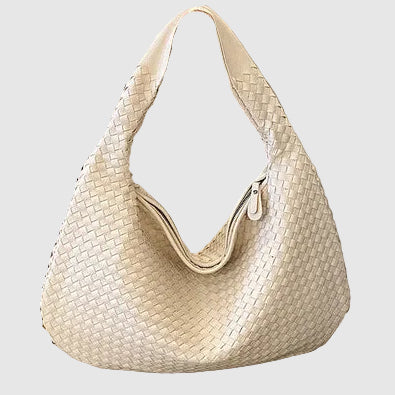 Woven Shoulder Bag in Faux Leather for women