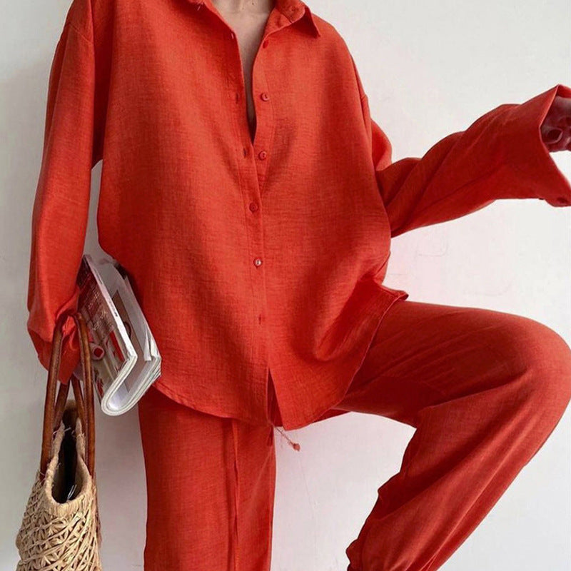 Linen Wide Leg Full-Length Two Piece Set for Women