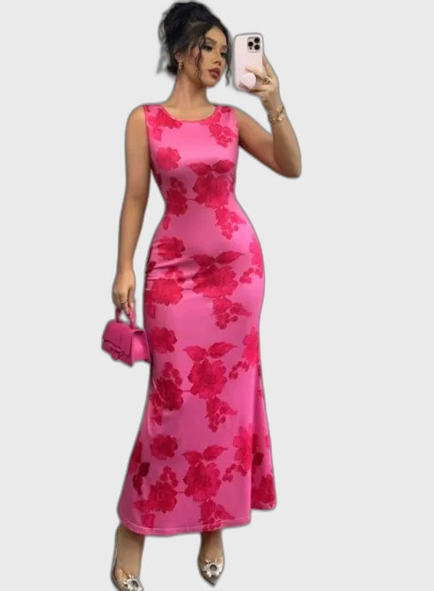 Floral Flowing Full-Length Elegant Maxi Dress for Women