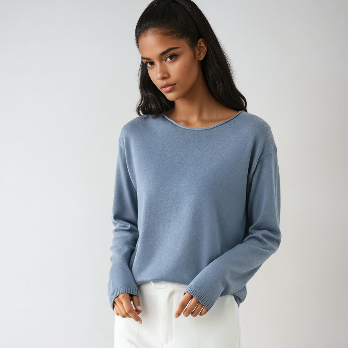 Fine Knit Round Neck Jumper