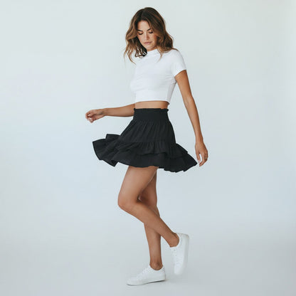 Ruffle Midi Skirt Tiered Floaty Summer Skirt for Women