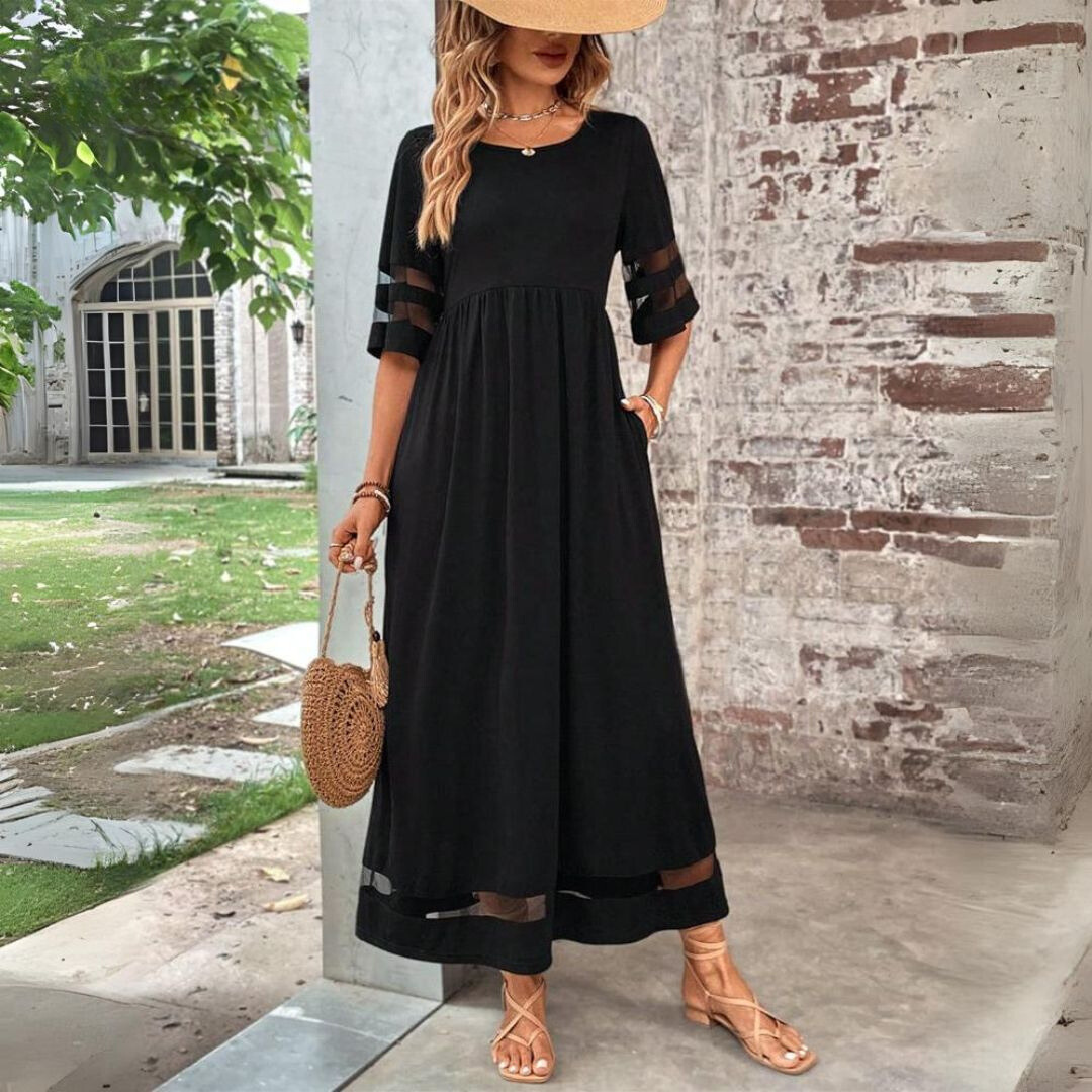 Flowing Fitted Full-Length Maxi Dress for Women